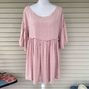 Talulah Pink Linen Blend Tunic Top Size S